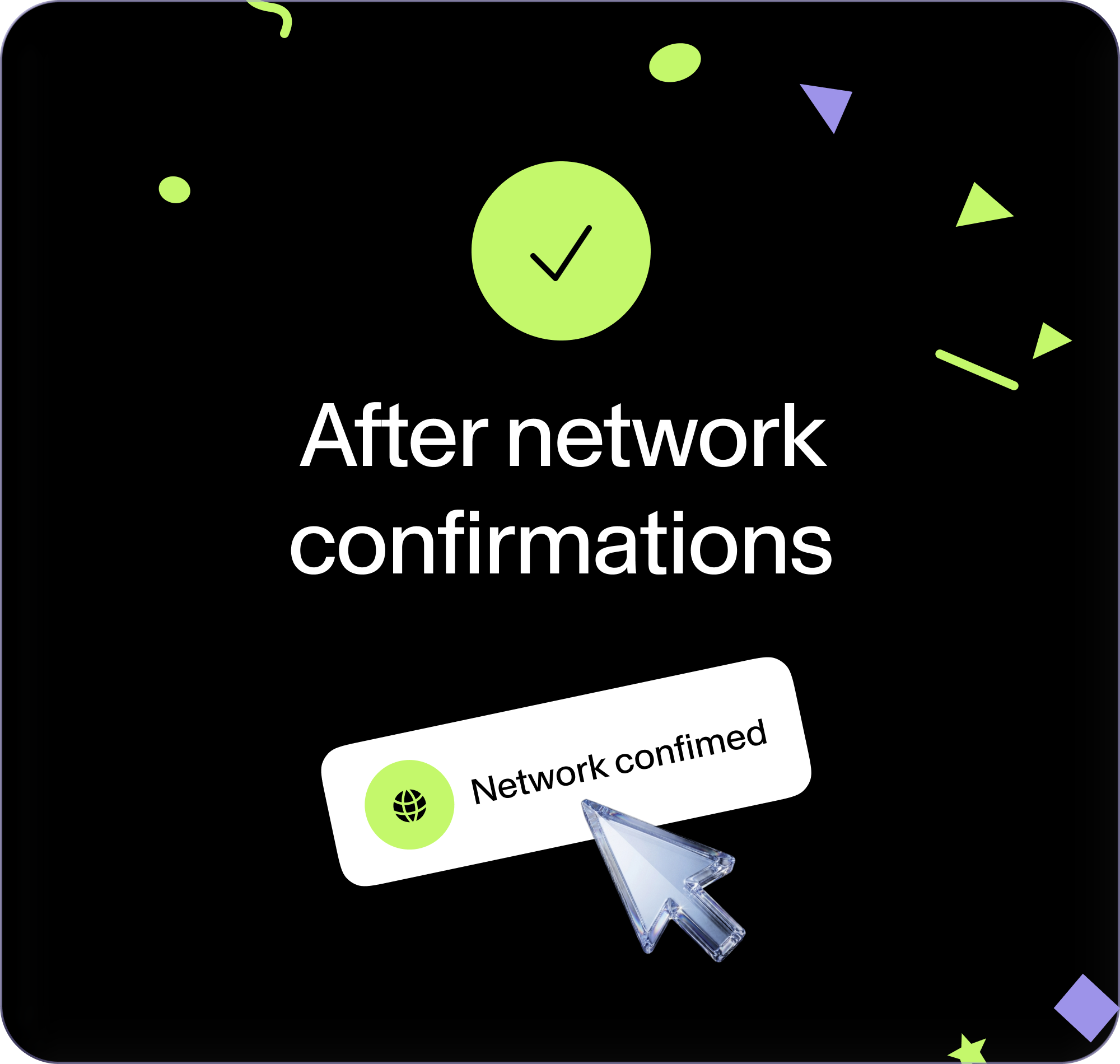A Fundscrow confirmation card after network confirmations